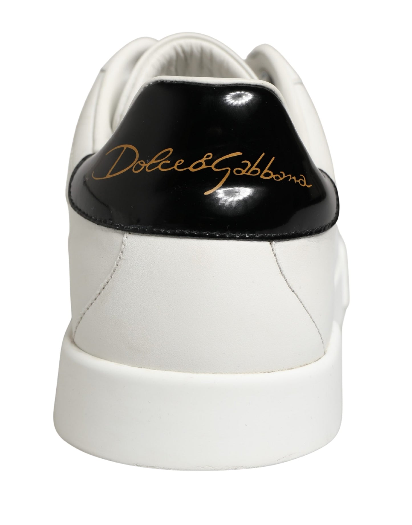 Dolce & Gabbana White Black Portofino Leather Sneakers Shoes