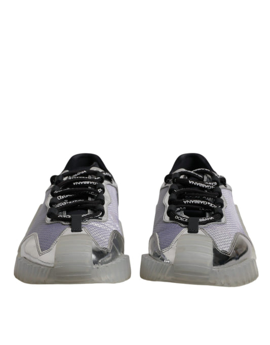 Dolce & Gabbana Silver Black Nylon NS1 Low Top Sneakers Shoes