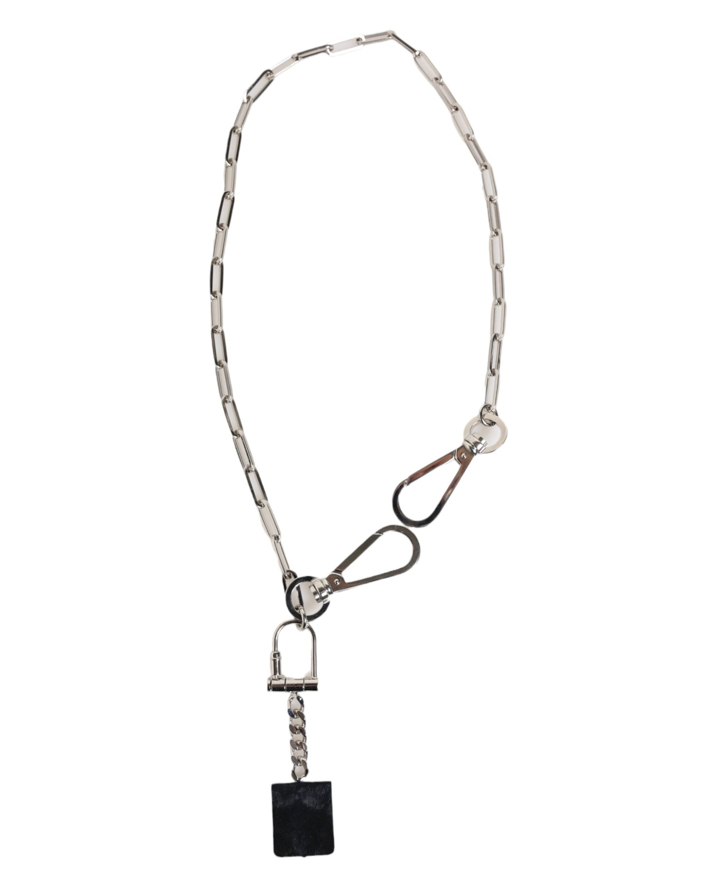 Dolce & Gabbana Silver Tone Metal Chain DG Logo Pendant Men Necklace