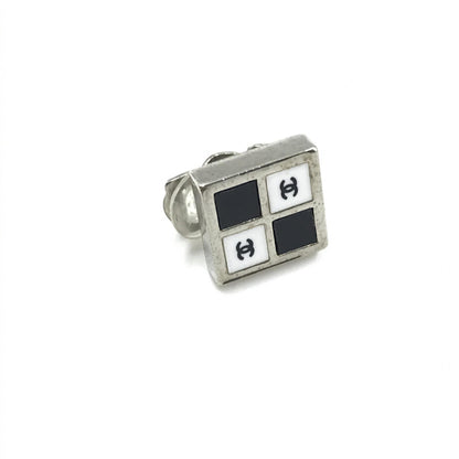Chanel Coco Mark Earrings Black/White/Silver