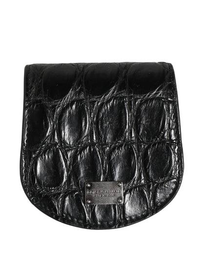 Dolce & Gabbana Black Exotic Skin Condom Case Holder Pocket Wallet