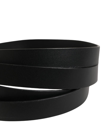 Dolce & Gabbana Black Double Strap Leather Silver Buckle Belt