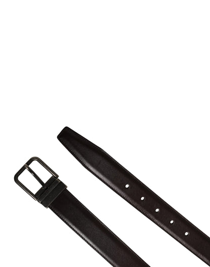 Dolce & Gabbana Men Brown Classic Leather Metal Buckle Belt