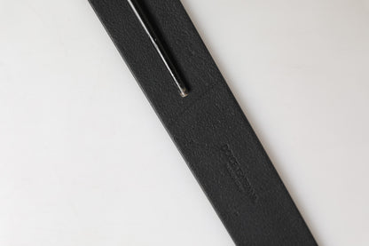 Dolce & Gabbana Men Black Classic Leather Metal Buckle Belt