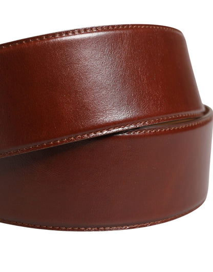 Dolce & Gabbana Brown Leather Waist Gold Metal Buckle Belt