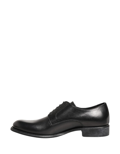 Dolce & Gabbana Black Calfskin Leather Derby Men Dress Shoes