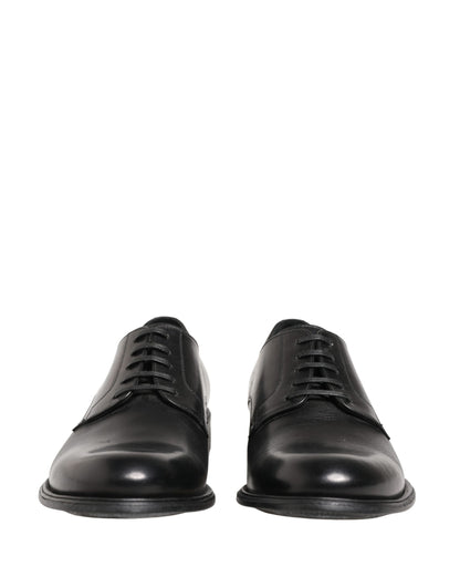 Dolce & Gabbana Black Calfskin Leather Derby Men Dress Shoes