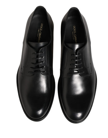 Dolce & Gabbana Black Calfskin Leather Derby Men Dress Shoes