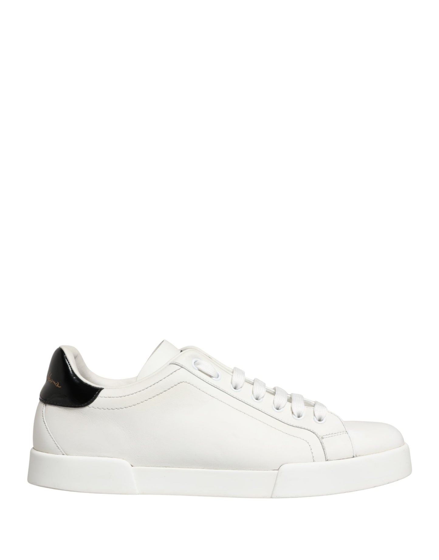 Dolce & Gabbana White Black Portofino Leather Sneakers Shoes