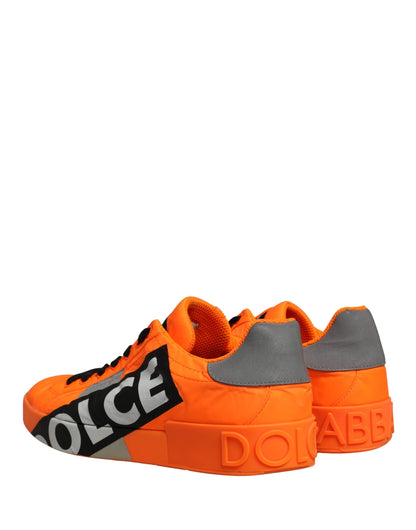 Dolce & Gabbana Orange Logo Tape Low Top Portofino Men Sneakers Shoes