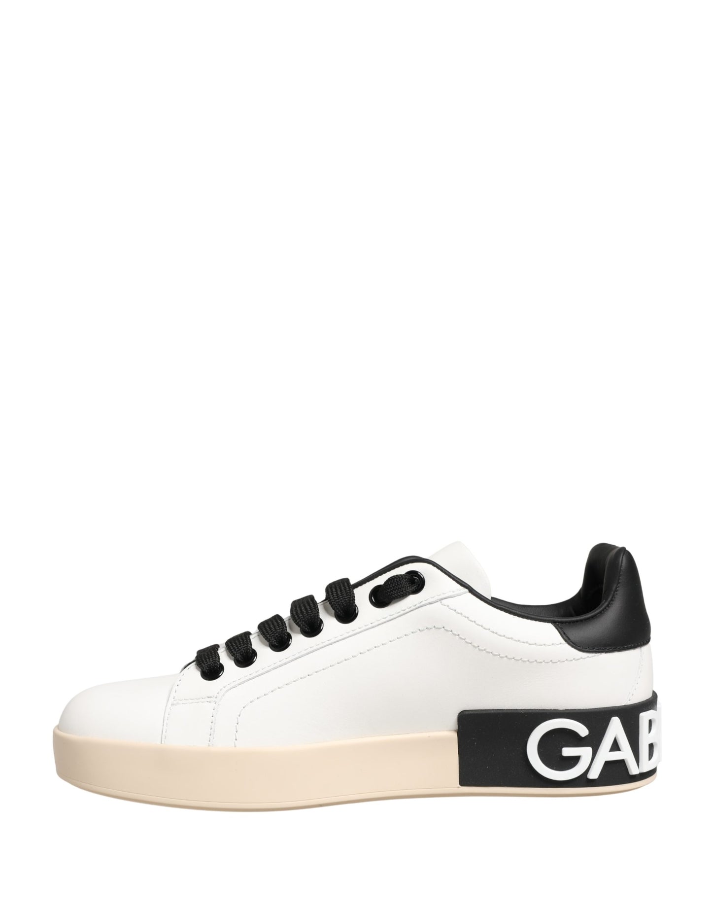 Dolce & Gabbana White Low Top Portofino Leather Sneakers Shoes