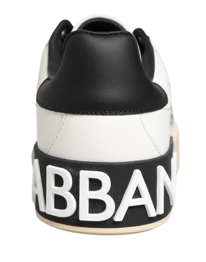 Dolce & Gabbana White Low Top Portofino Leather Sneakers Shoes