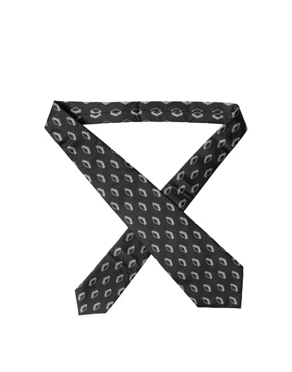 Dolce & Gabbana Black Patterned Silk Adjustable Women Tied Necktie Tie