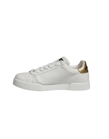 Dolce & Gabbana White Gold Crest Crown Portofino Sneakers Shoes