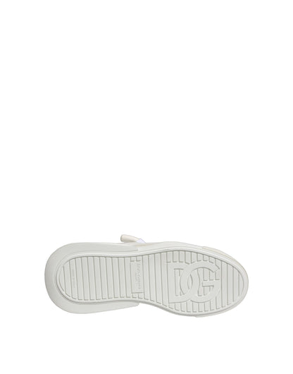 Dolce & Gabbana White Calfskin Leather Low Top Sneakers Shoes
