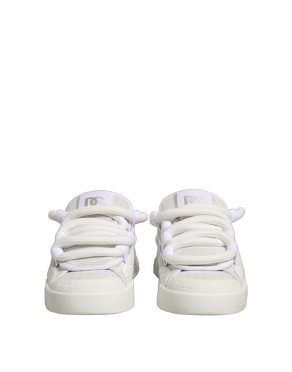Dolce & Gabbana White Calfskin Leather Low Top Sneakers Shoes