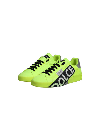 Dolce & Gabbana Green Logo Tape Low Top Portofino Sneakers Shoes