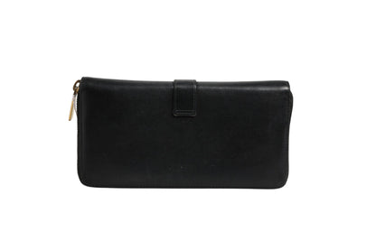 Saint Laurent Black and Gold leather logo zip wallet