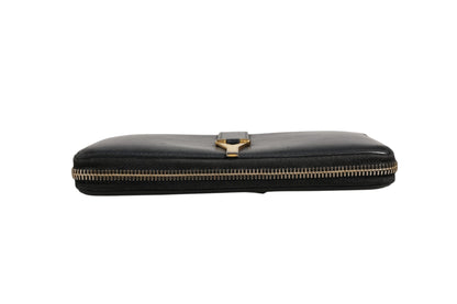 Saint Laurent Black and Gold leather logo zip wallet