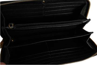 Saint Laurent Black and Gold leather logo zip wallet
