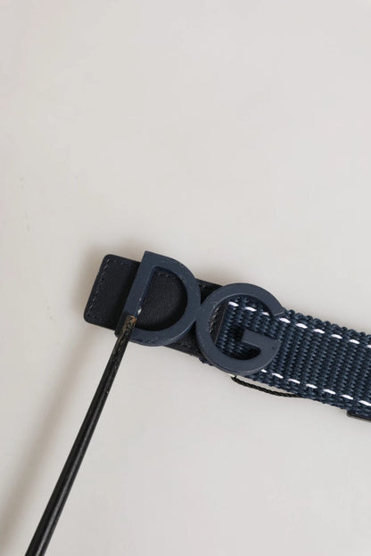 Dolce & Gabbana Blue Cotton Canvas DG Logo Metal Buckle Belt