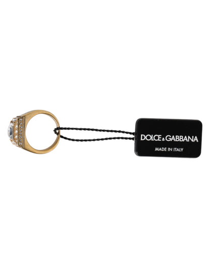 Dolce & Gabbana Gold Tone Sterling Silver 925 Crystals Ring