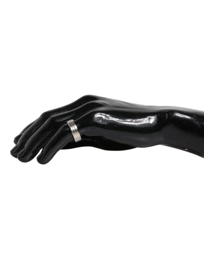 Dolce & Gabbana Silver Tone Brass Clear Crystal DG Logo Ring