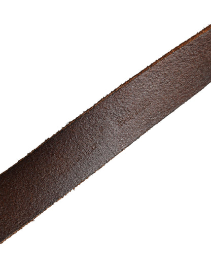 Dolce & Gabbana Brown Leather Gold Tone Metal Buckle Belt