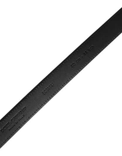 Dolce & Gabbana Black Goat Leather Metal Buckle Classic Belt