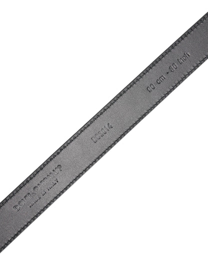 Dolce & Gabbana Black Calf Leather Classic Metal Buckle Belt