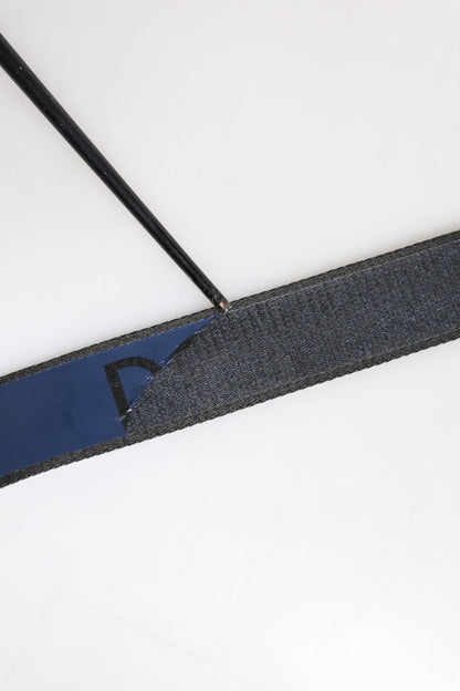 Dolce & Gabbana Black Blue DG Logo Silver Metal Buckle Belt
