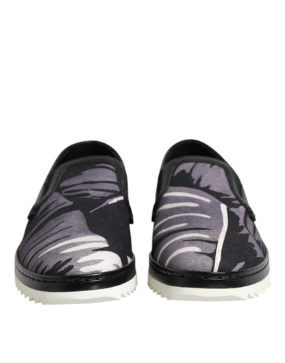 Dolce & Gabbana Black Tropical Slip On Men Sneakers Shoes