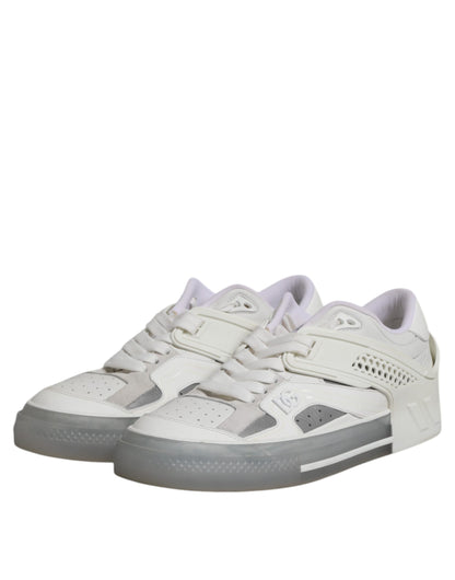 Dolce & Gabbana White Low Top DG Embossed Men Sneakers Shoes