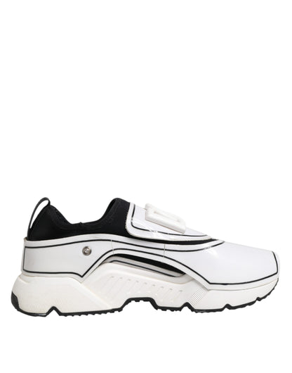 Dolce & Gabbana White Black Logo Plaque Daymaster Men Sneakers Shoes