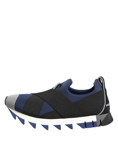 Dolce & Gabbana Blue Black Slip On Low Top Men Sneakers Shoes