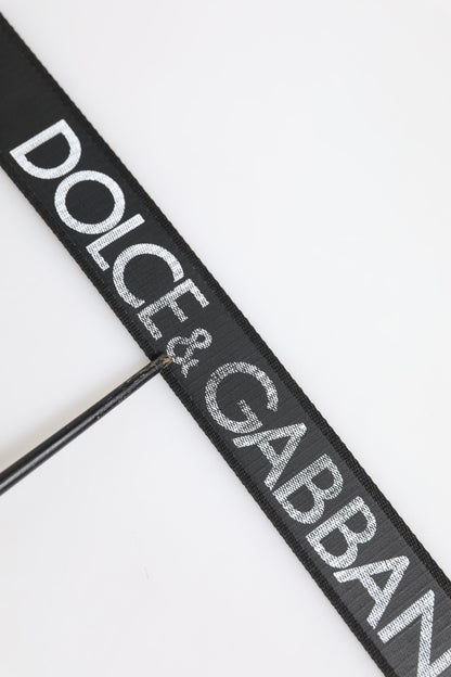 Dolce & Gabbana Black Polyester Leather Metal Buckle Belt