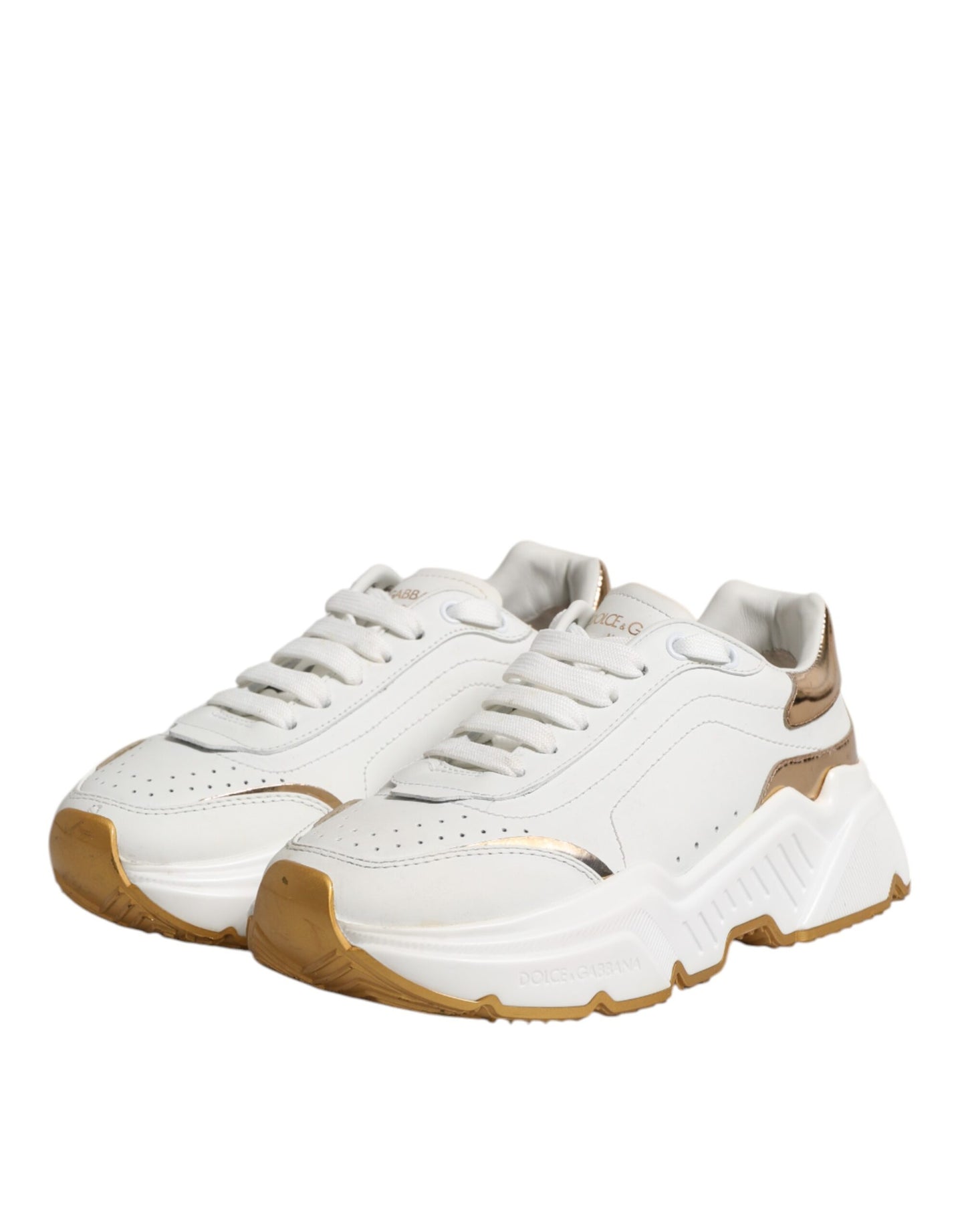 Dolce & Gabbana White Gold Daymaster Low Top Sneakers Shoes