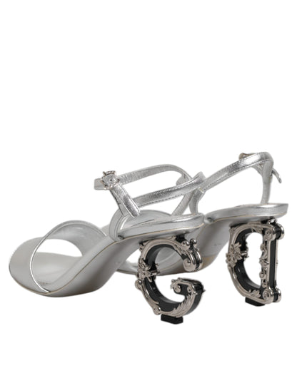 Dolce & Gabbana Silver KEIRA Heels Ankle Strap Sandals Shoes