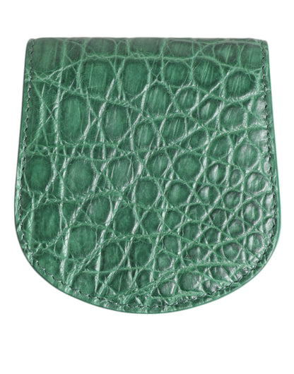 Dolce & Gabbana Green Exotic Skin Coin Condom Case Holder Pocket Wallet