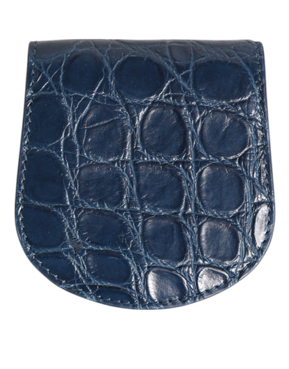 Dolce & Gabbana Blue Exotic Skin Coin Condom Case Holder Pocket Wallet