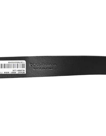 Dolce & Gabbana Brown Glossy Leather Classic Metal Buckle Belt