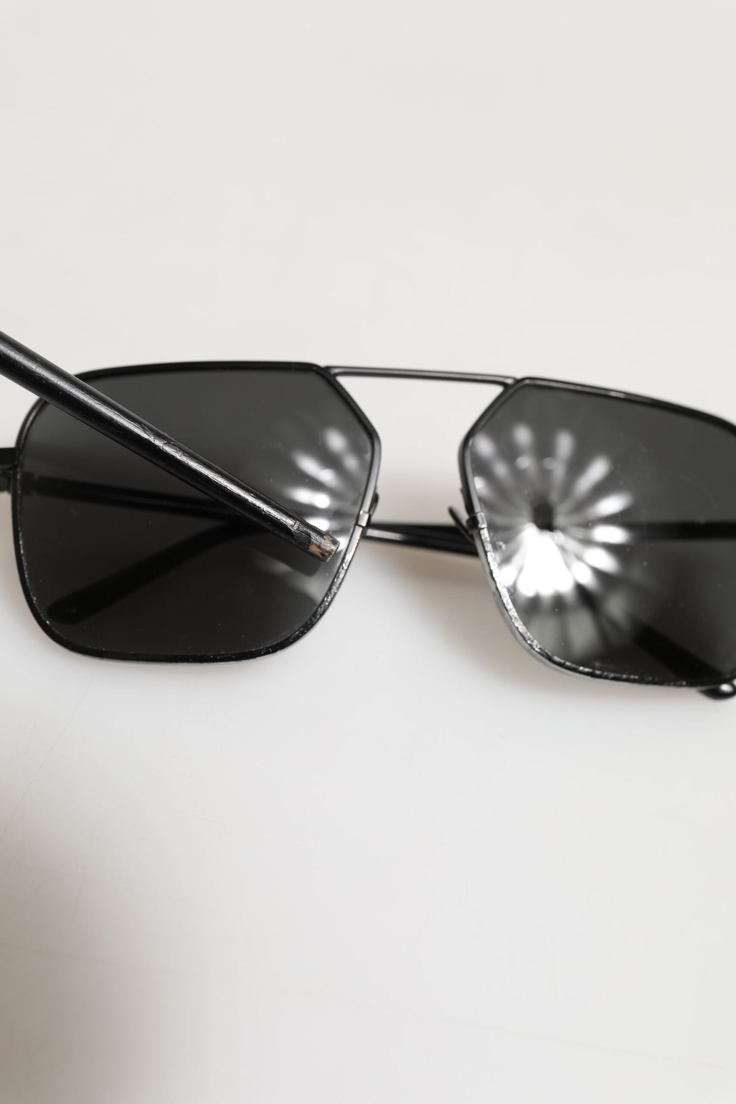 Dolce & Gabbana Black Metal Frame Square Lenses Shades Eyewear Sunglasses