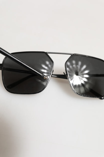 Dolce & Gabbana Black Metal Frame Square Lenses Shades Eyewear Sunglasses